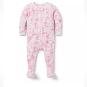 🩷🐰Janie & Jack 🐰🩷 Pink Bunny Toile EUC Footie PJs 18-24m. Adorable and like new!